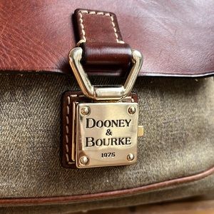 Vintage DOONEY & BOURKE Anniversary Signature Leather Trim Brown Tan Satchel Bag
